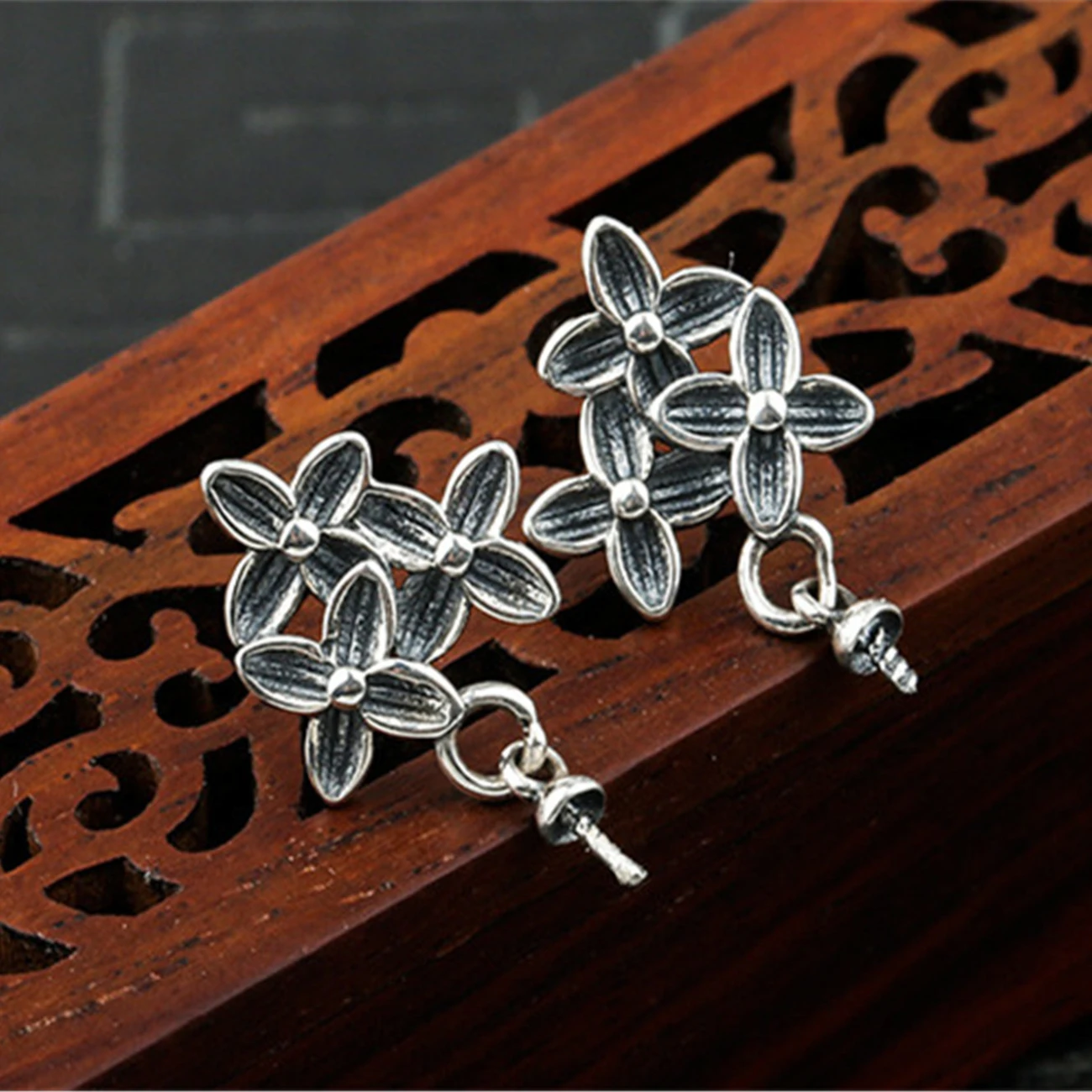 

Thai Sterling Silver Earring Blank for 6mm-12mm Round Beads Tree Shape Earring Settings Earring Components E230B