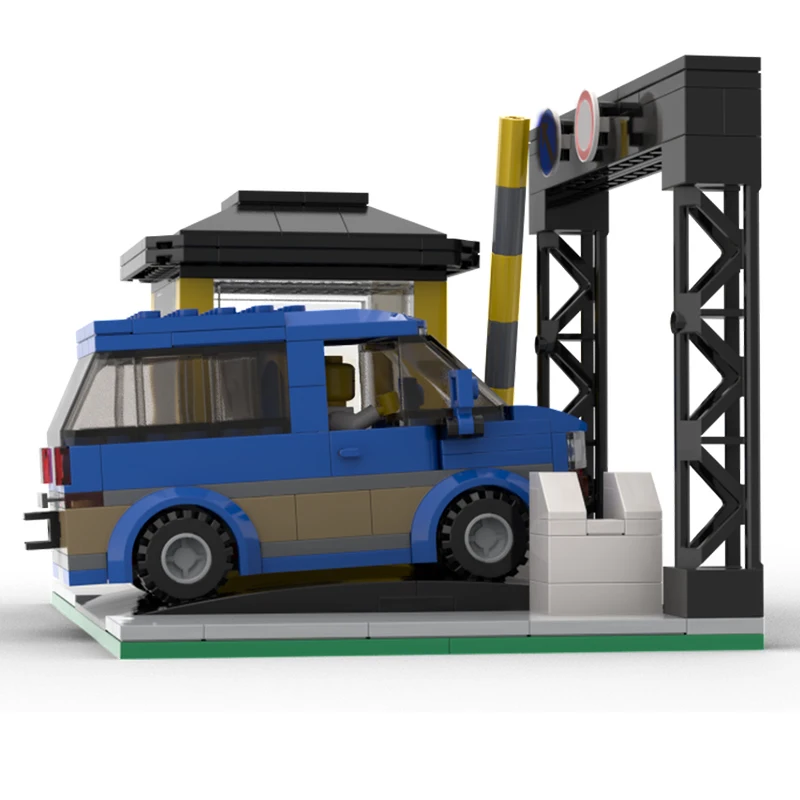 208PCS MOC Stad Verkeers Modulaire Tol Booth Road Gate Building Model DIY Model Bouwstenen Verjaardag Speelgoed Gift