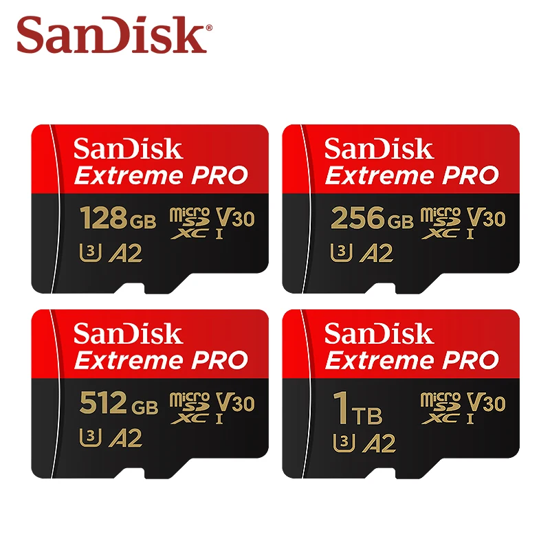 

Карта памяти SanDisk Extreme Pro microSDXC USH-I U3 A2 V30, адаптер QuickFlow Flash 32 ГБ, 64 ГБ, 128 ГБ, 256 ГБ, 512 ГБ