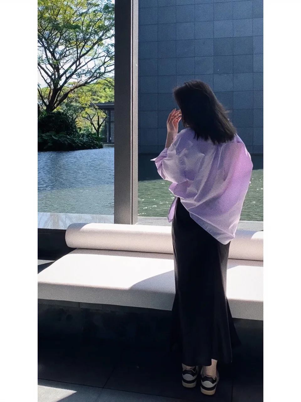 

OSENSO Женская длинная повседневная верхняя одежда в розовую и фиолетовую полоску свободного кроя средней длины, модная Гонконгская одежда