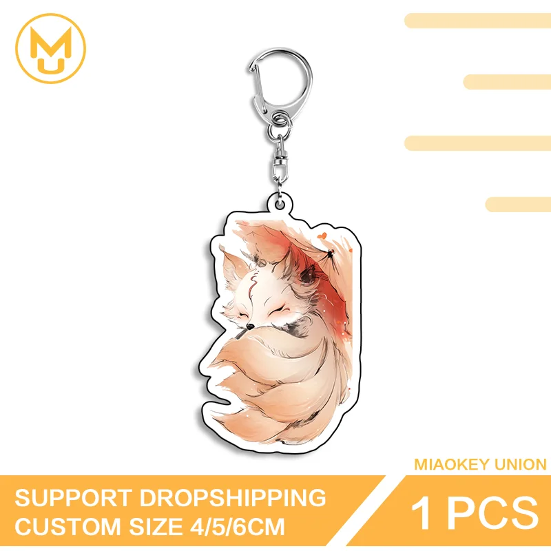 Charming Japanese Style Fox High Quality Creative Exquisite Attractive Waterproof Double Sided Acrylic Keychain For Daily Use