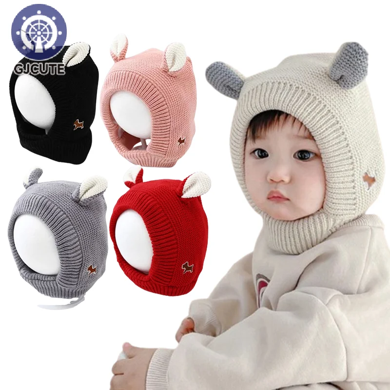 Baby Knitted Bonnet Solid Newborn Baby Hat Cute Pompom Winter Hat For Kids Boys Girls Children Warm Beanie Cap For 0-3Y Babies