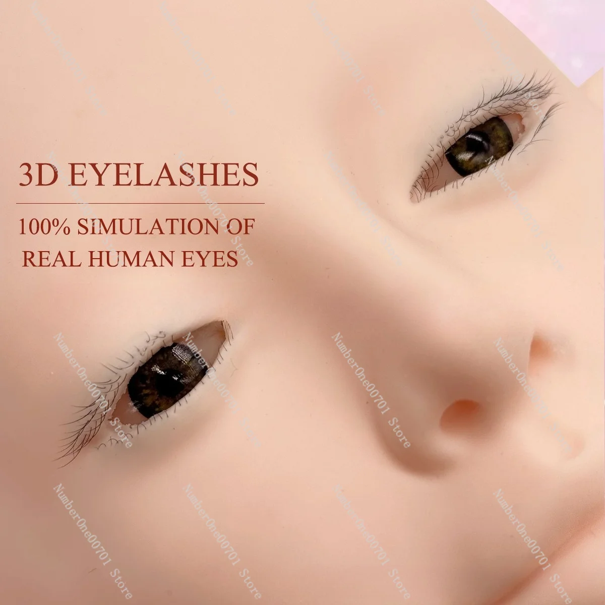 3-Layer Silicone Mannequin Head with Flip Open Eyes, Realistic Training Model for Eyelash Extension & Makeup Practice