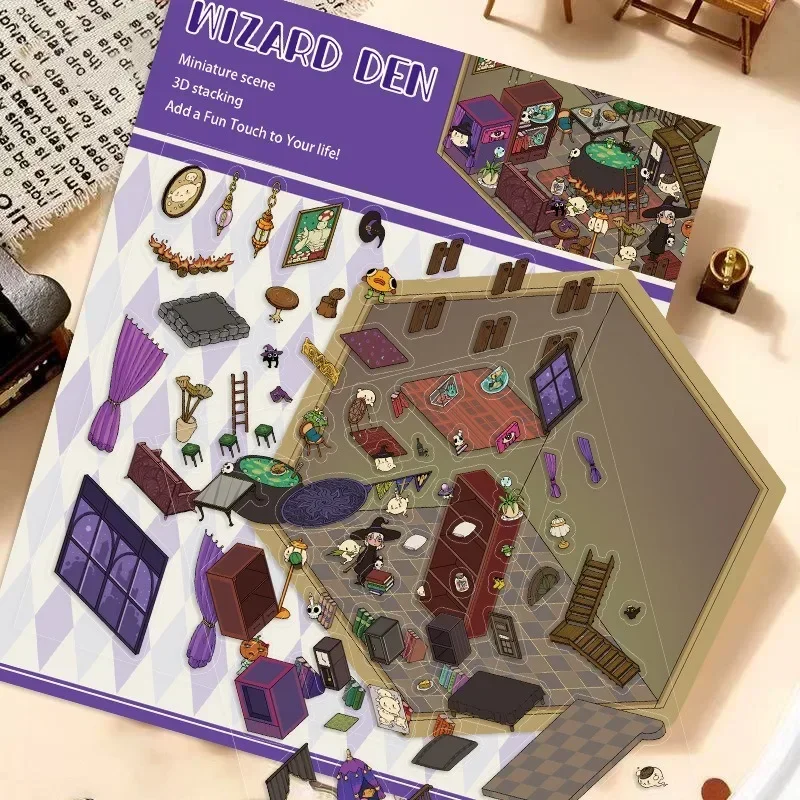 Funny Creative Design Cute Scene Sticker Sweet DIY Decor Make Landscaping Scrapbook Sticker Kawaii Cartoon Stacking Sticker