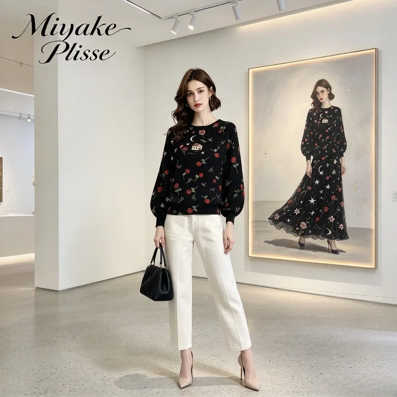 T-Shirt 2026 New Spring Autumn Middle-aged Mom Loose Personality Print Batwing Sleeve Plus Size Pullover Fashionable Elegant