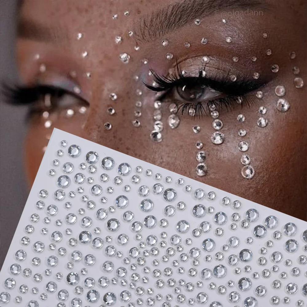 

1 лист 3D прозрачные круглые драгоценные камни татуировка на лицо наклейка смешанные 3-6 мм бриллианты самоклеящаяся наклейка для вечеринки/макияжа тела Декор татуировки * &