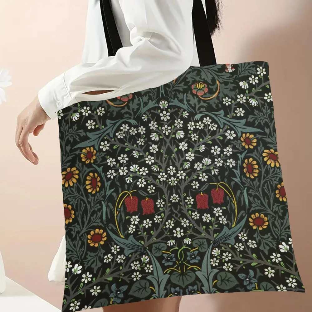 Bird Floral Botanical Green Women\'s Fashion Shoulder Bag Animal Student Tote Bag 2024 New LinenTrendy Lady Commuter Handbag