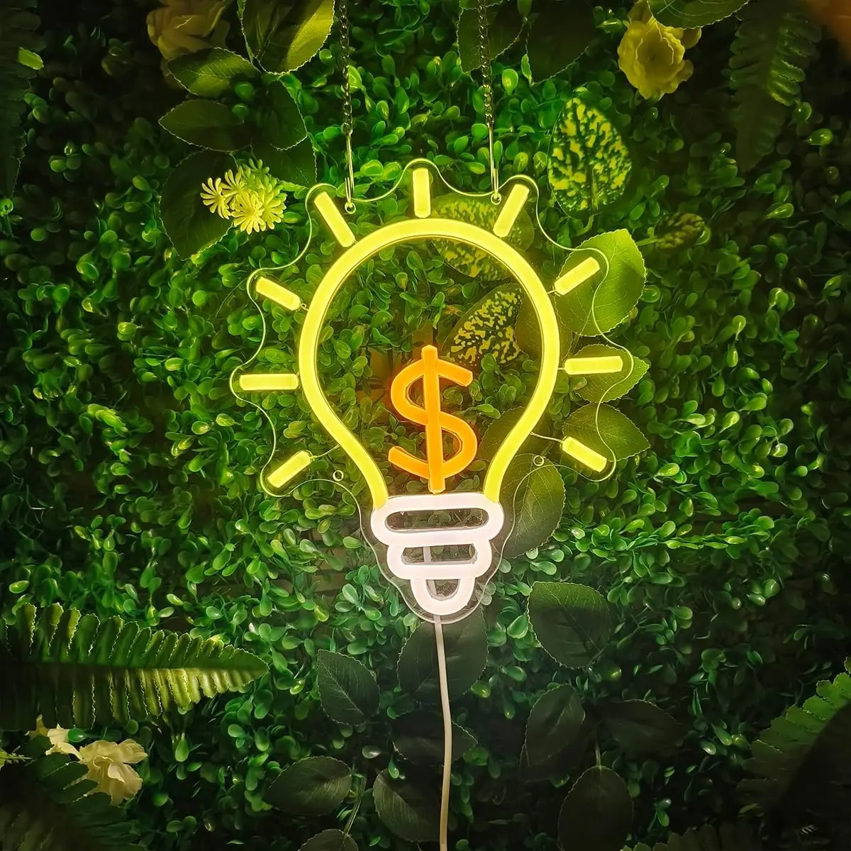 LED Dollar Bulb Neon Sign Creative Money Light for Home Office Bar Cafe Decor Wall Art Lighting Gift Inspires Wealth and Success