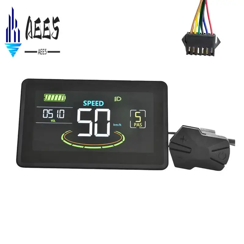 

AEE5-H6C Electric Bike LCD Display Meter 24V-60V E Scooter LCD Panel Color Screen With USB UART For Electric Bike Parts (SM 6PIN