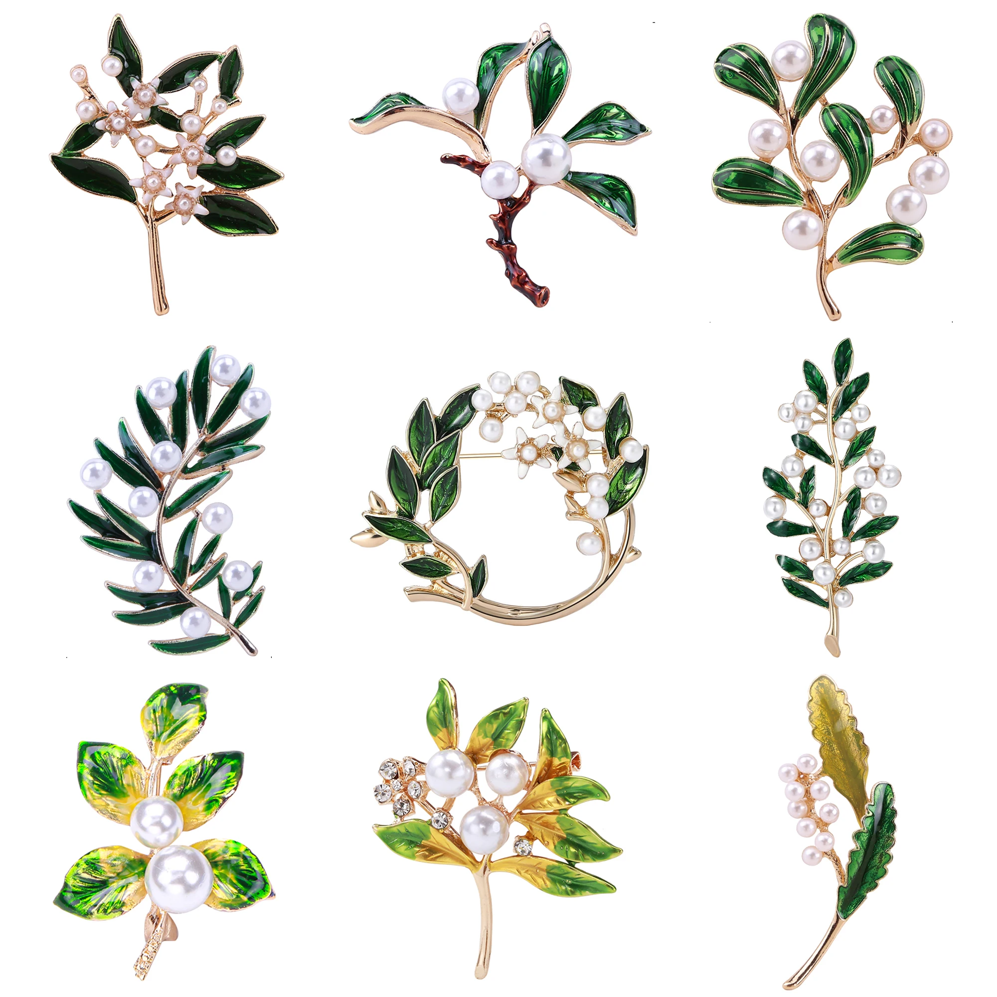 Enamel Flowers Grass Brooches for Women Unisex Plant Pins Office Party Friend Funny Luxury Gifts Jewelry Accessories Decoration