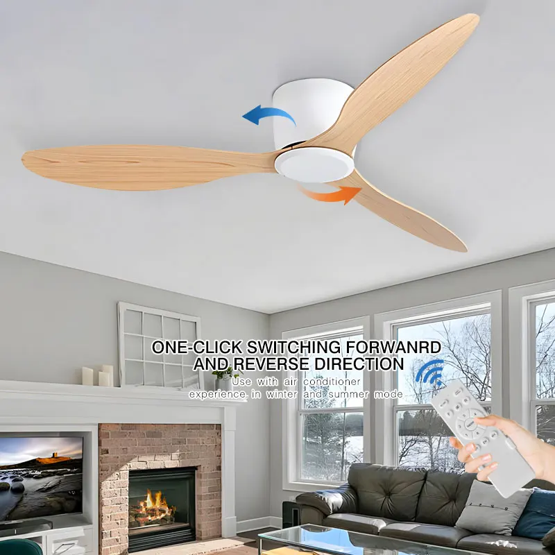 42/52inch Ceiling Fans without Lights DC Motor 6 Speeds Timing Remote Control Tricolor Ceiling Lamps LED Ceiling Fan with Lights