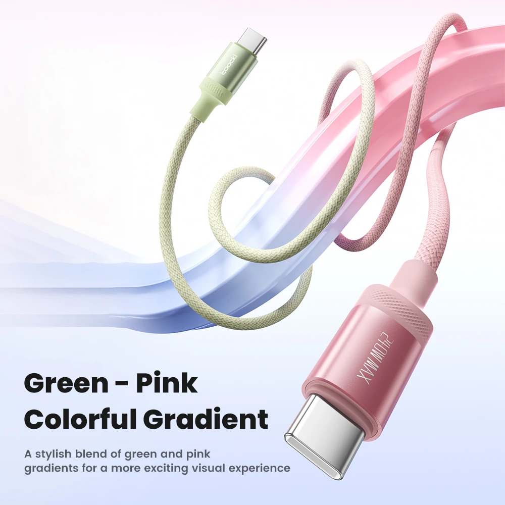 Toocki TX108C4 240 واط USB C كابل آيفون 17 برو Xiaomi PD 3.1 شحن سريع كابل الهاتف نوع C إلى نوع C الملونة التدرج الحبل