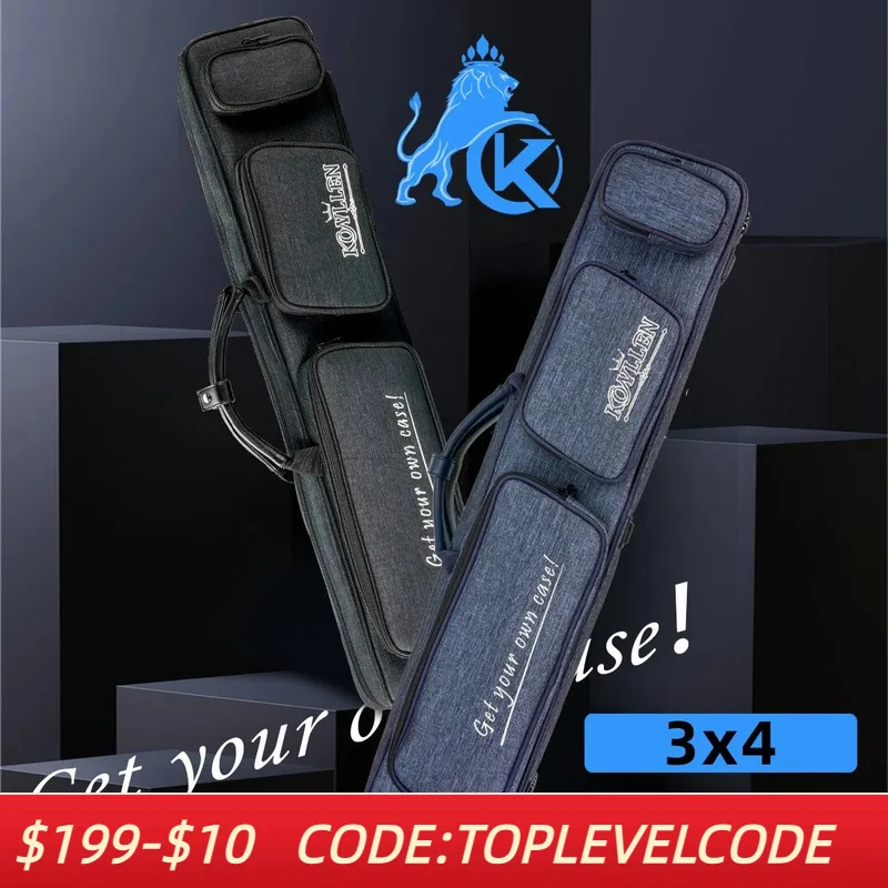 

KONLLEN-Oxford Canvas Pool Cue Case Bag, Carry Stick, Sturdy Wear-Resistant Case, Upgrade 3*4 Pool Cue, 3Butts, 4Shafts
