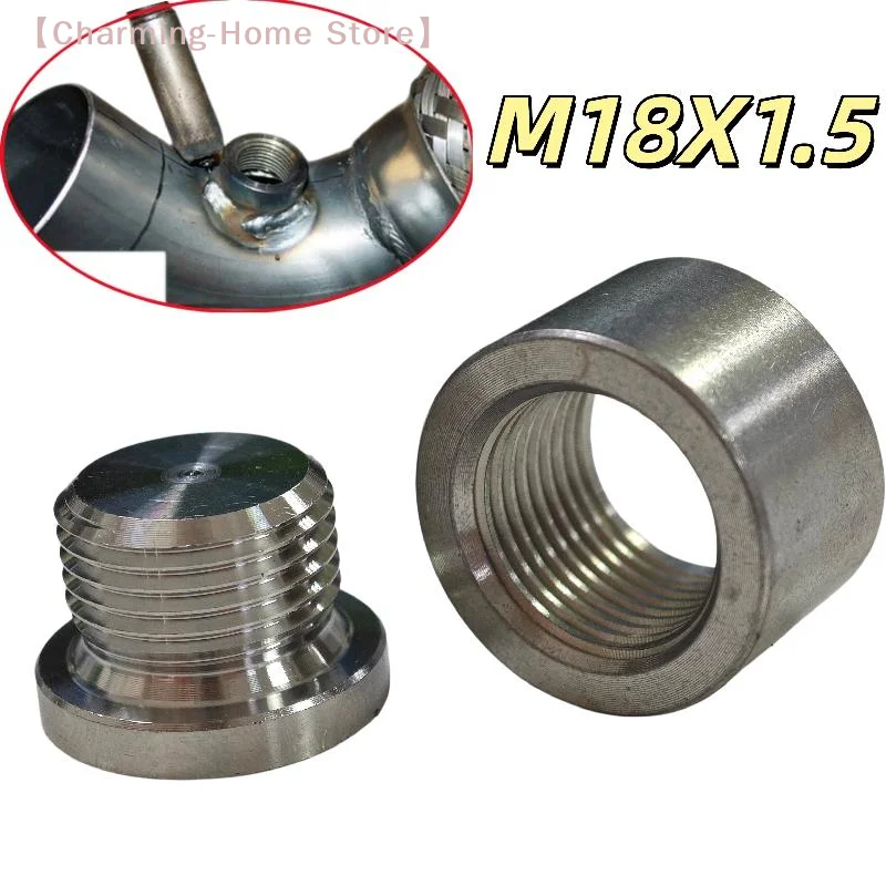 【M】1 Set Stainless Steels Fitting Weld Bungs M18X1.5 Oxygen Sensor Kit Bung With Gasket Car Accessories