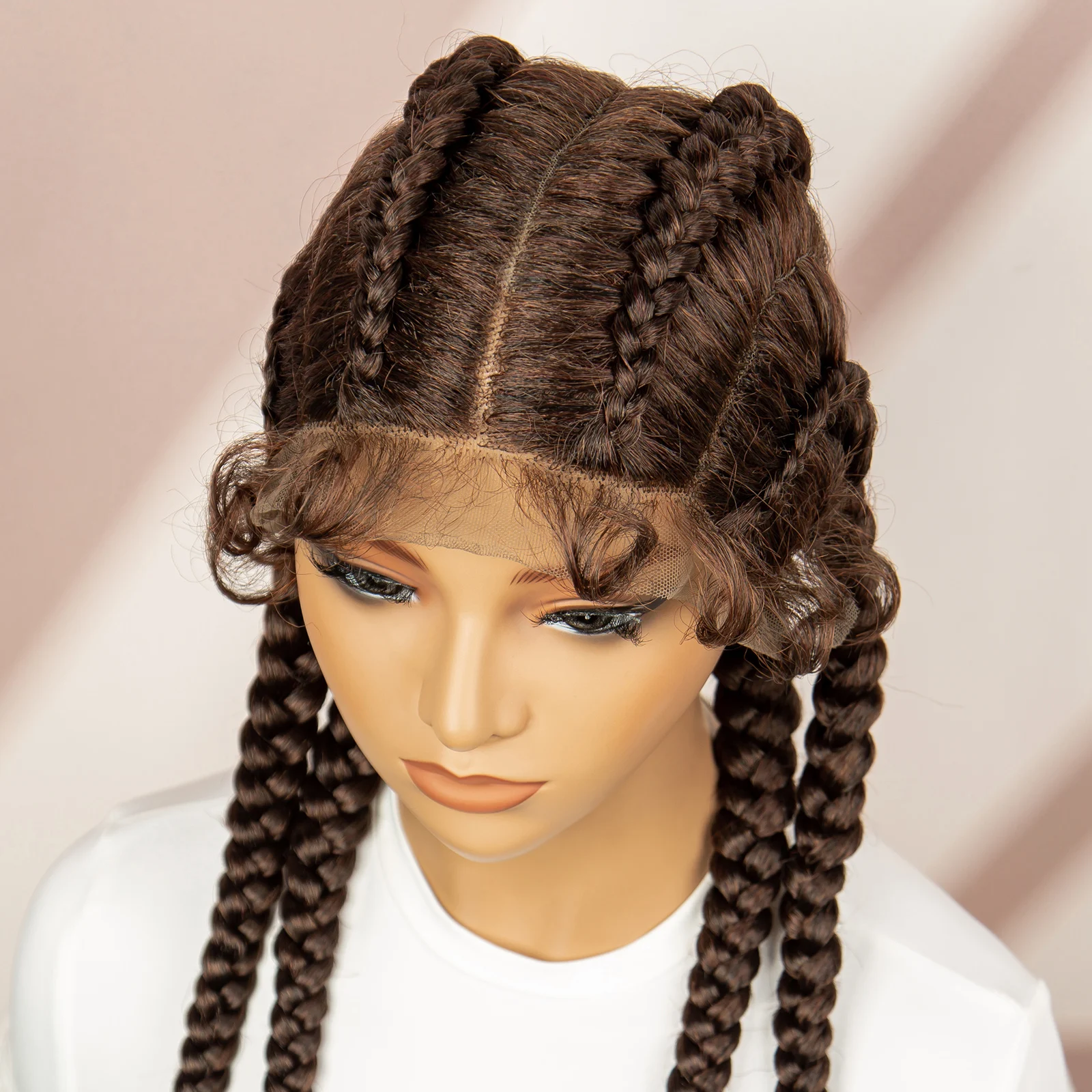 Blonde Braided Wig Extra Long Braided Lace Front Double Dutch Braided Wigs with Baby Hair for Women Heat Resistant