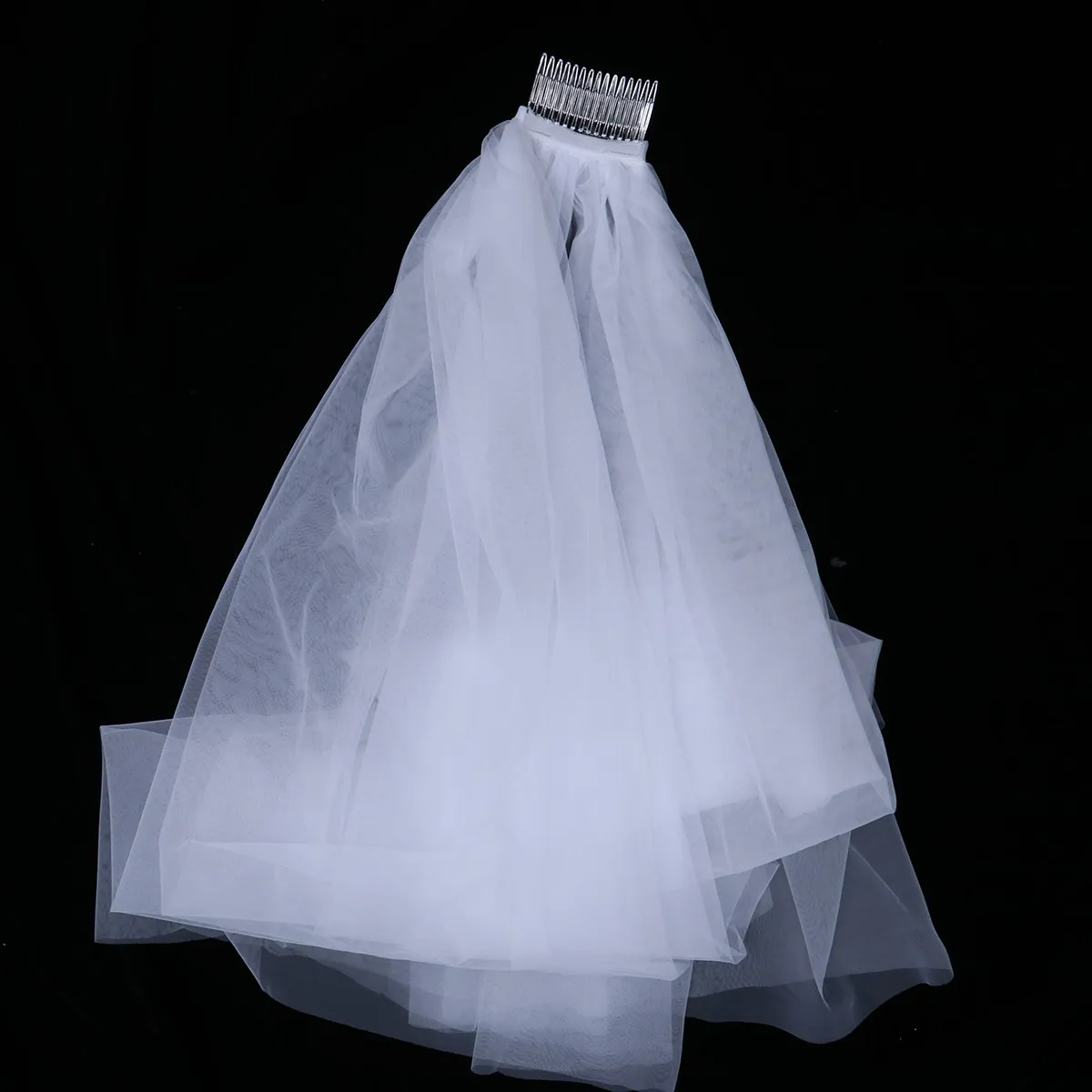 1Pcs Double-Layer Short Wedding Veil Comb White Simple Bridal Veils for Bride Party Photography Hairpiece Bridal Veils