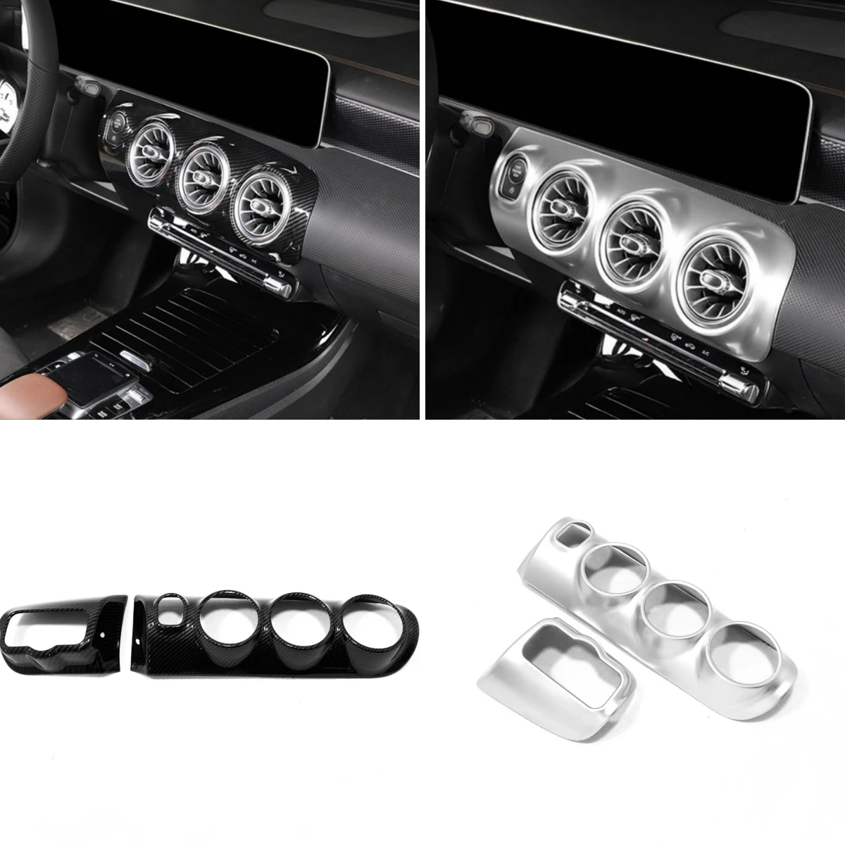 لمرسيدس بنز الفئة A180 A200 A220 2019 - 2022 الملحقات الداخلية مركز تكييف الهواء منفذ التيار المتردد تنفيس غطاء إطاري #2