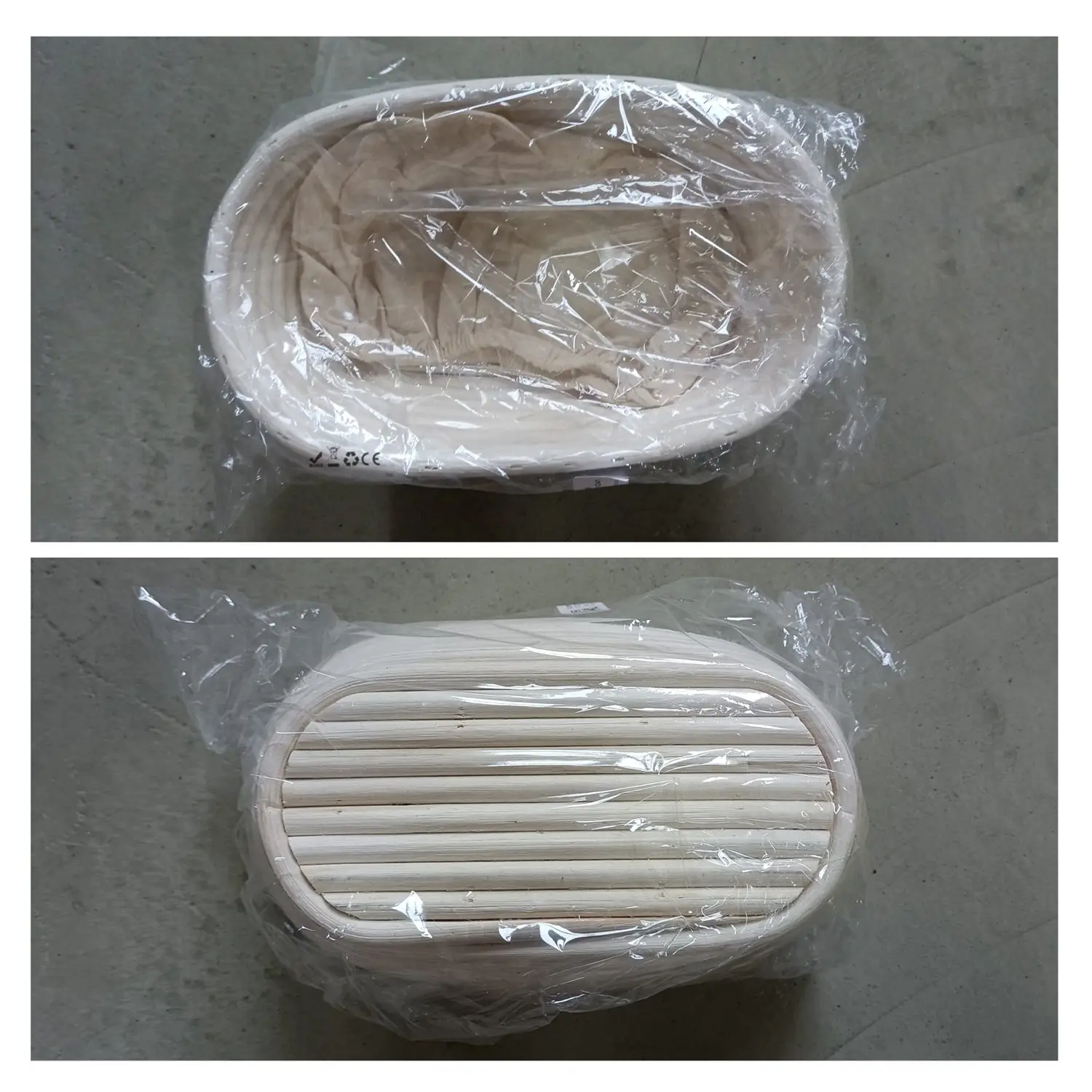 

AB53 2Pcs 25Cm/10 Inch Bread Basket Rattan Proofing Basket Liner Round Oval Fruit Tray Dough Food Storage Container