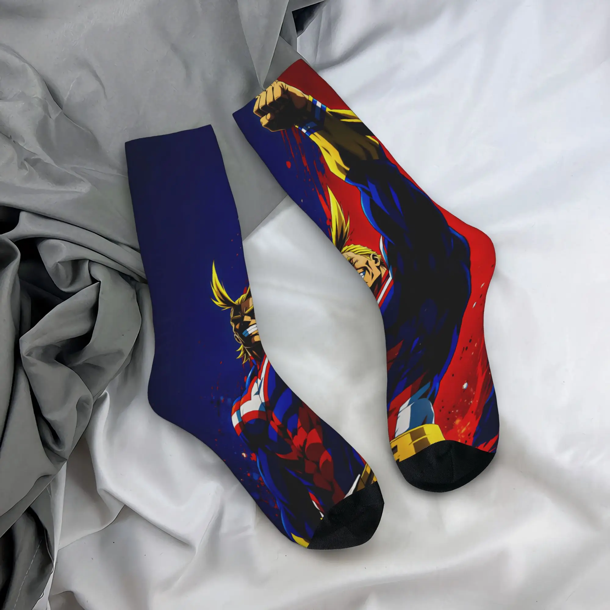 Toshinori Yagi All Might MHA   Socks  Custom Stockings Non Slip Men's Socks Soft Breathable Autumn Vintage Running Sports Socks