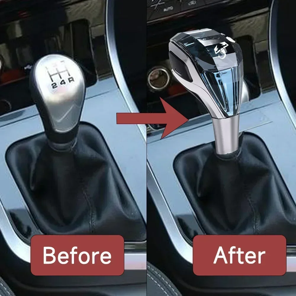 Car Universal Crystal Handle Gear Shift Knob Gear Head with LED For Fiat Abarth 695 695 Grande Punto evo Stilo 124 Spider 500C