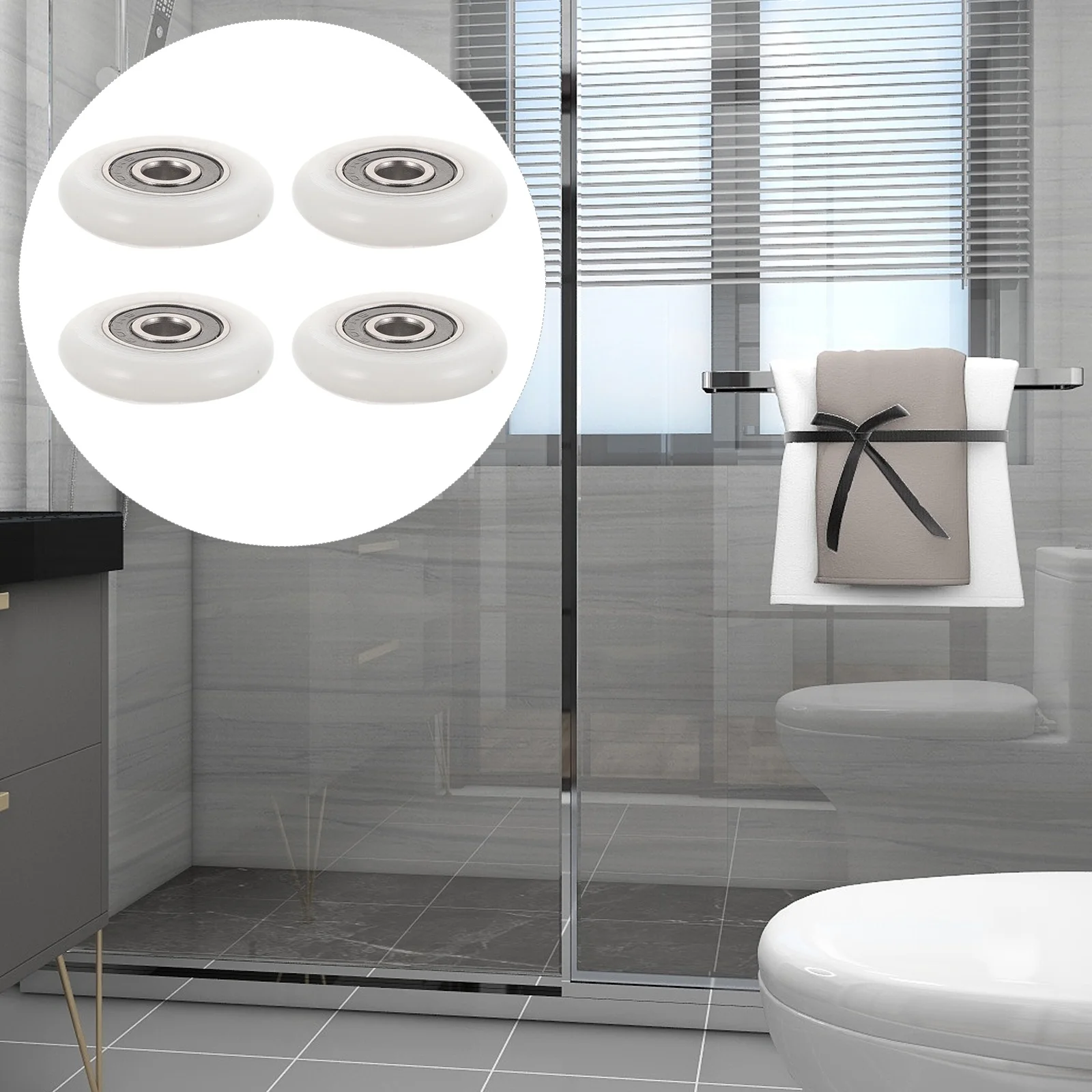 

4 Pcs Sliding Door Rollers Shower Cabin Wheels Replacement Screen Scroll Pulley Room Metal Bathroom Enclosure