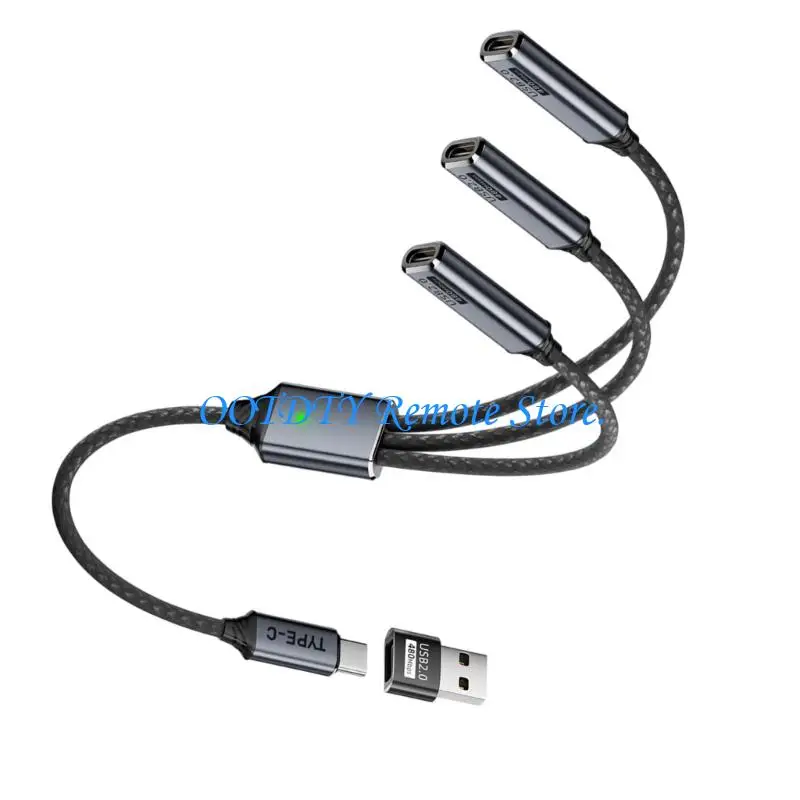  USB C to 3 USB C Port Splitter for Simultaneous Charging and Fast Data Transfer