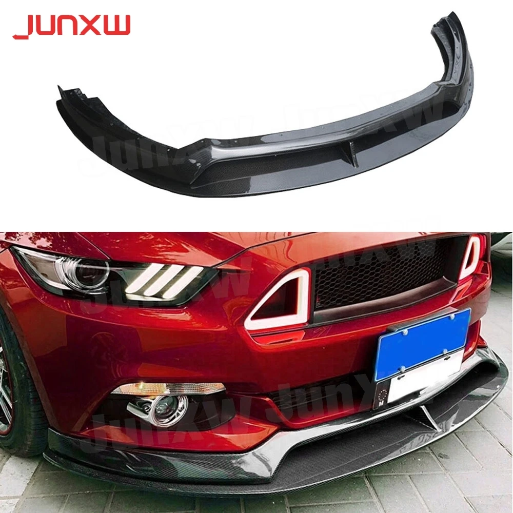 

Front Lip Spoiler For Ford Mustang Coupe 2015 2016 2017 Carbon Fiber Head Bumper Chin Shovel Guard Car Styling