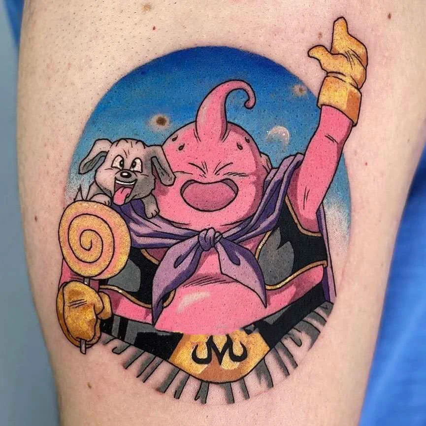 Luna Store  Anime Majin Buu Temporary Tattoos Cartoon Cute Pink Alien Transfer Tattoo Body Art Waterproof Fake Tatoo Sticker