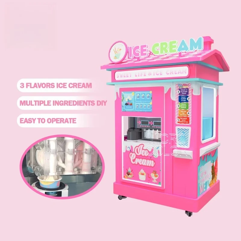 24 Hours Online Service Commercial Automatic  Gelato Machine Coin Operated Yogurt Soft Ice Cream Vending Machine Automat