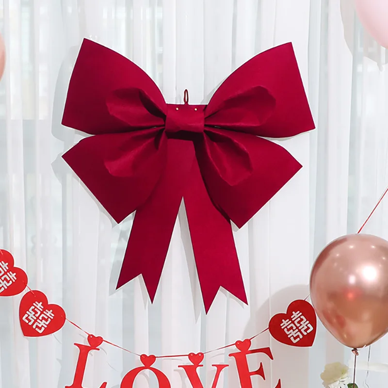 

Christmas Decor Non-Woven Fabrics Bow-Knot Tie DIY Wine Red Hanging Wedding Backdrop Wall Window Bow Tie Decoration Supplies