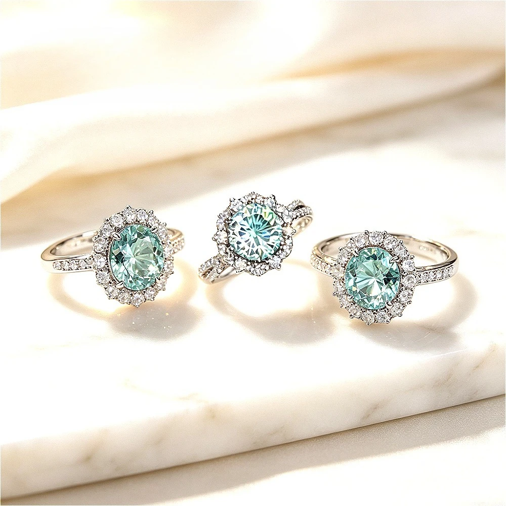 925 sterling silver 2-carat zirconia six-prong ring for women. Multi-layer full-set of small diamonds ring.