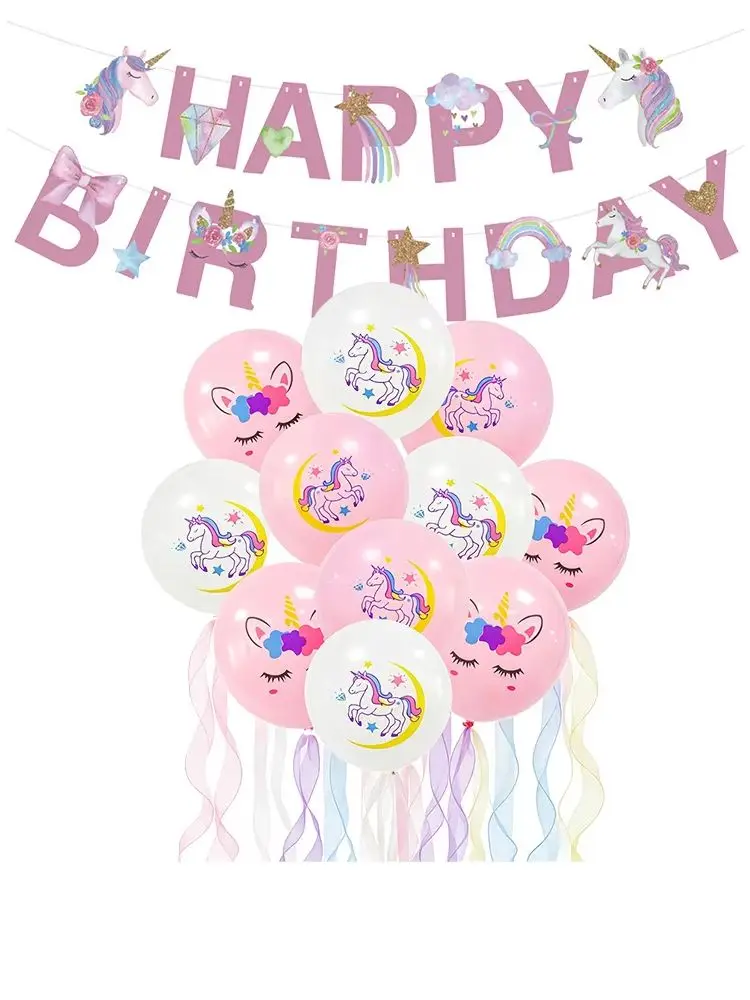 Regenbogen-Einhorn-Ballonbanner, Einhorn-Party-Dekorationsbanner, Einhorn-Geburtstagsparty-Dekoration, Babyparty-Deko, Happy-Birthday-Dekoration – Detail 1