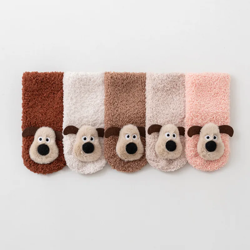 

5 Pairs Cute Baby Thick Socks Winter Warm Cartoon Design Cozy Feet Comfort Unisex Cartoon Breathable Sock for Toddlers 1-3