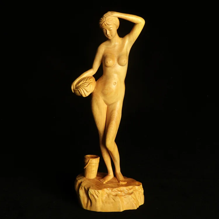 Factory wholesale boxwood wood carving crafts home living room decoration gifts beauty ornaments return from bath