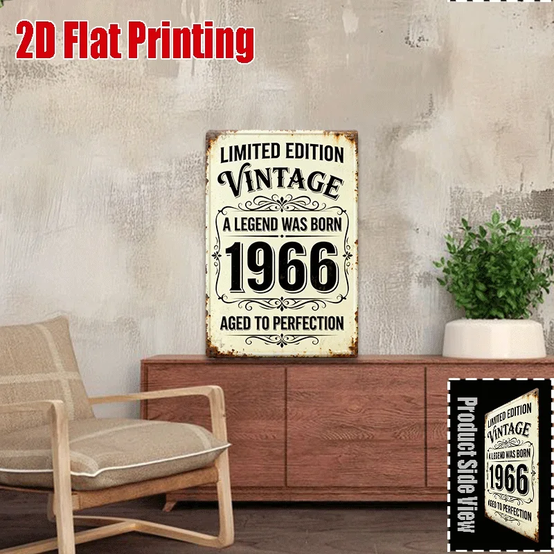 1 Piece Vintage 1966 Legend Birth Metal Sign, Retro Aged Perfect Wall Art, 60Th Birthday Party Home Decoration