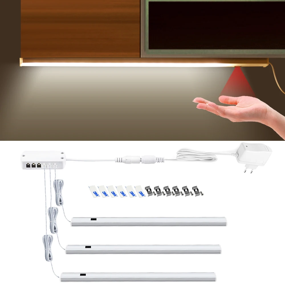 

Sensor LED Bar Hand Waving Motion barra de led light bar aluminum profile With 220V To 12V Power Adapter EU Plug Kitchen Lights