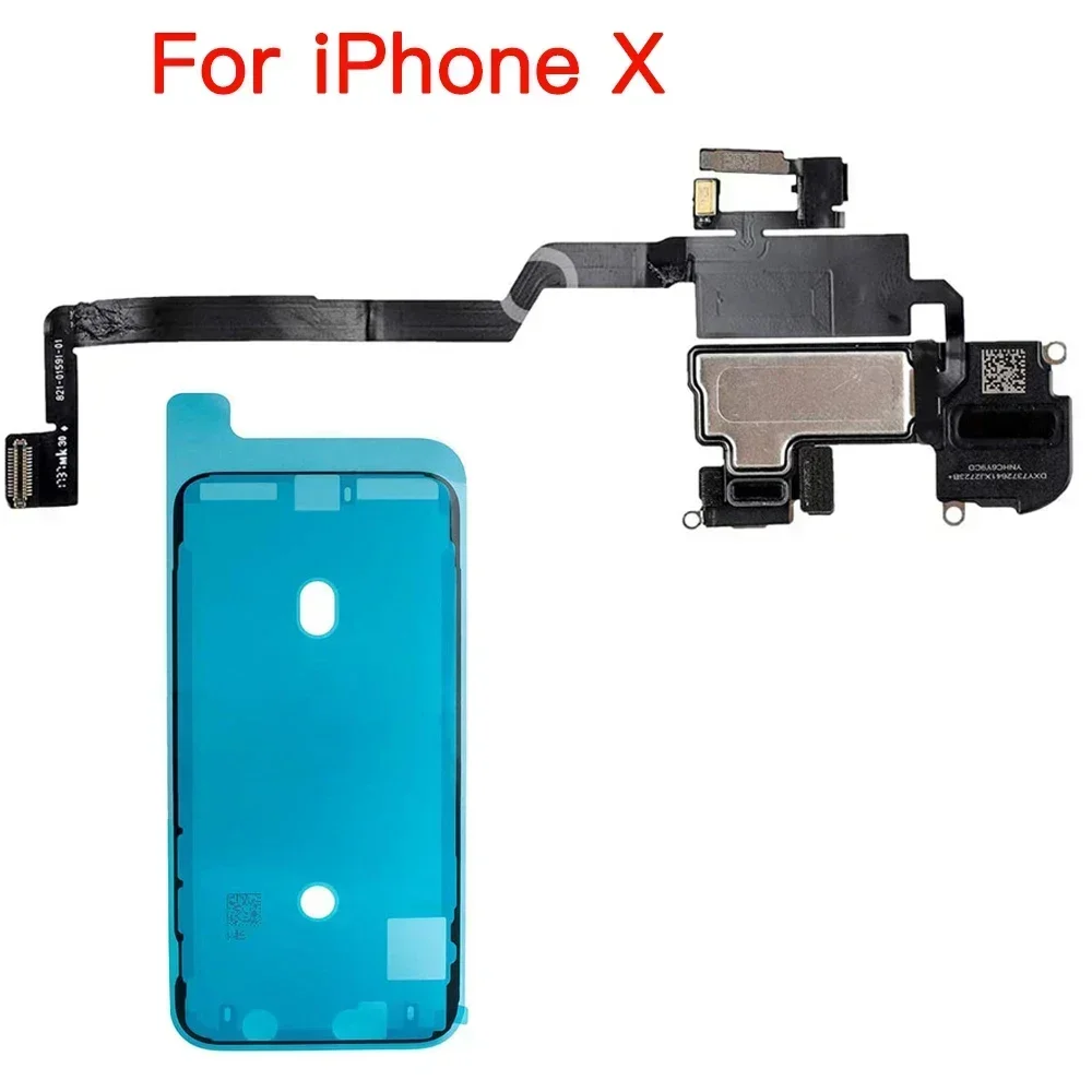 Ear Speaker + Waterproof Adhesive with Flex Cable for IPhone X XR XS 11 12 Mini Pro Max Top Front Loud Speaker Replacement