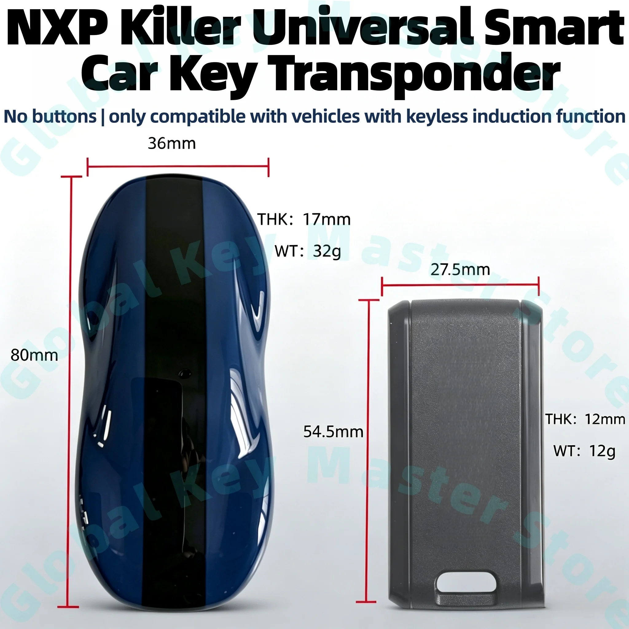 Nxp Killer Universal Smart Car Key, Does Not Have Button Functions, Only Supports Vehicles with Key Sensing, Allows the Owner to Self-Match the Key