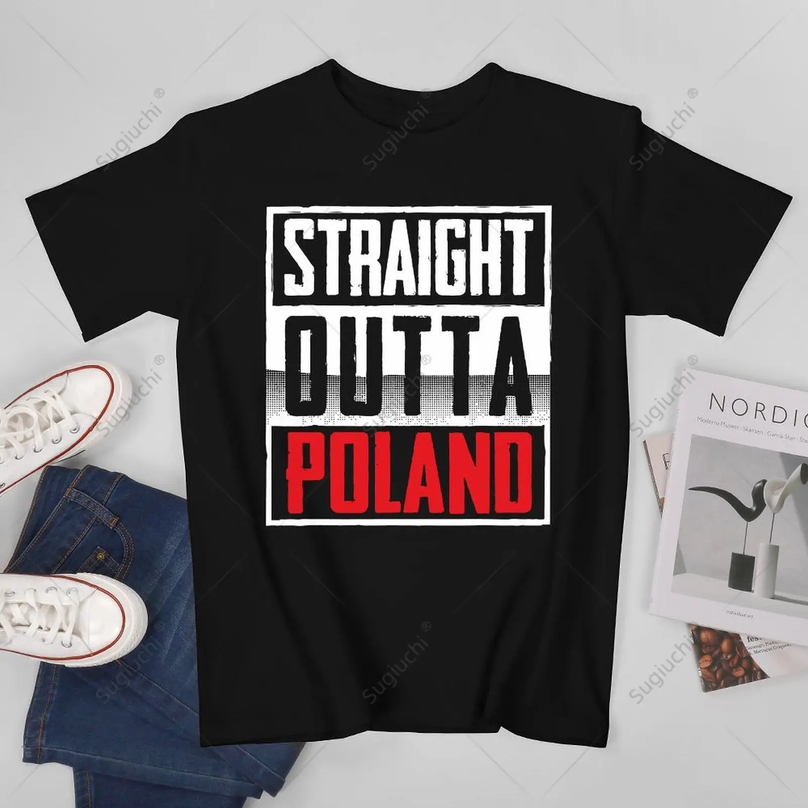Unisex Men Straight Outta Poland Polska Polish Tshirt Tees T Shirts Women Boys 100% Cotton T-Shirt