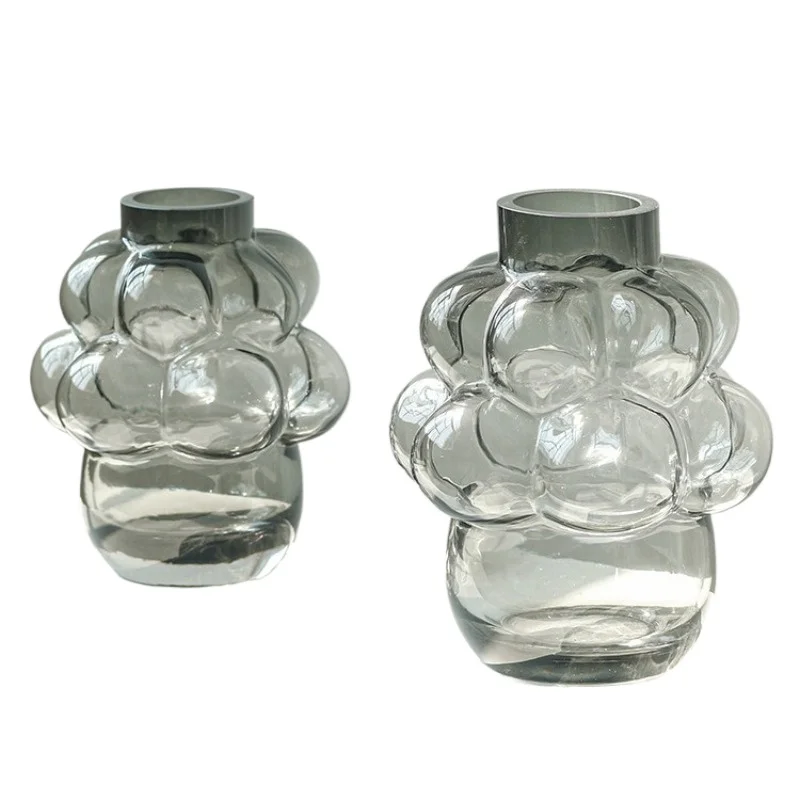 

:Nordic handmade balloon bubble glass vase niche light luxury decoration Transparent dining room flowers hydroponic decoration