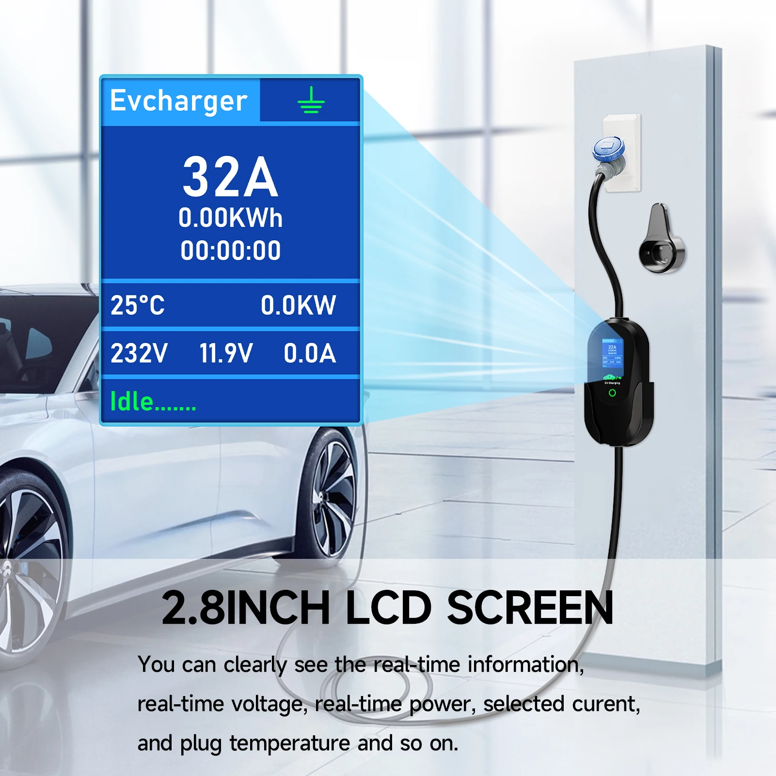 AFEEV GBT 20234 Tragbares EV-Ladegerät 7,2 kW 32 A 1 Phase Wallbox EVSE Schnellladekabel für chinesische Auto WiFi APP Bluetooth-Steuerung