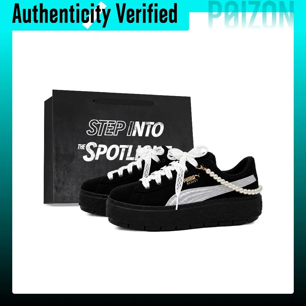 PUMA Platform Trace Skate Shoes Women's Low Top Silver 372613-01(Team2166-LD)
