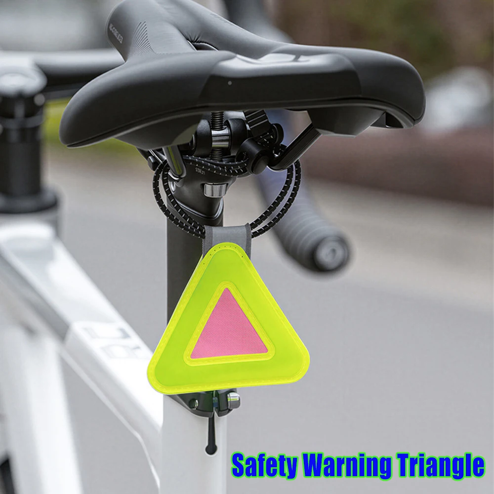 Visibility Night Riding Safety Warning Triangle Pendant Multifunctional Elastic Cycling Reflective Triangle Sign Bicycle Saddle