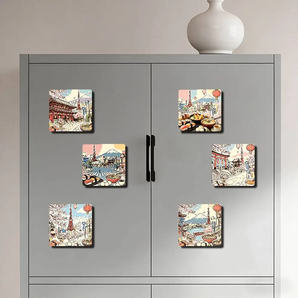 Tokyo City Art Refrigerator Magnets Magnet Personalized Fridge Magnet Square Shape Fridge Refrigerator Wall Door Decoration