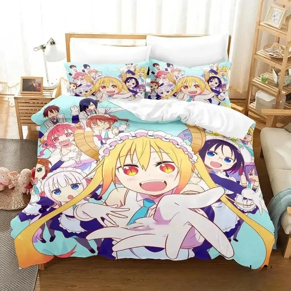 

3DAnime Miss Kobayashi's Dragon Maid Bedding Set Duvet Cover Bed Set Quilt Cover Pillowcase Comforter king Queen Size Boys Adult