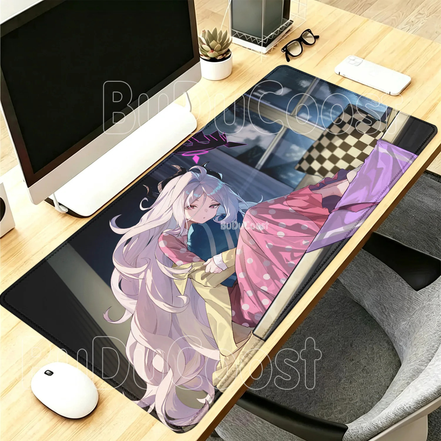 Blue Archive Sorasaki Hina Large Mousepad Non-slip XXL HD Printing Mouse Pad Keyboard Kawaii Anime Girl Overlock Office Desk Mat