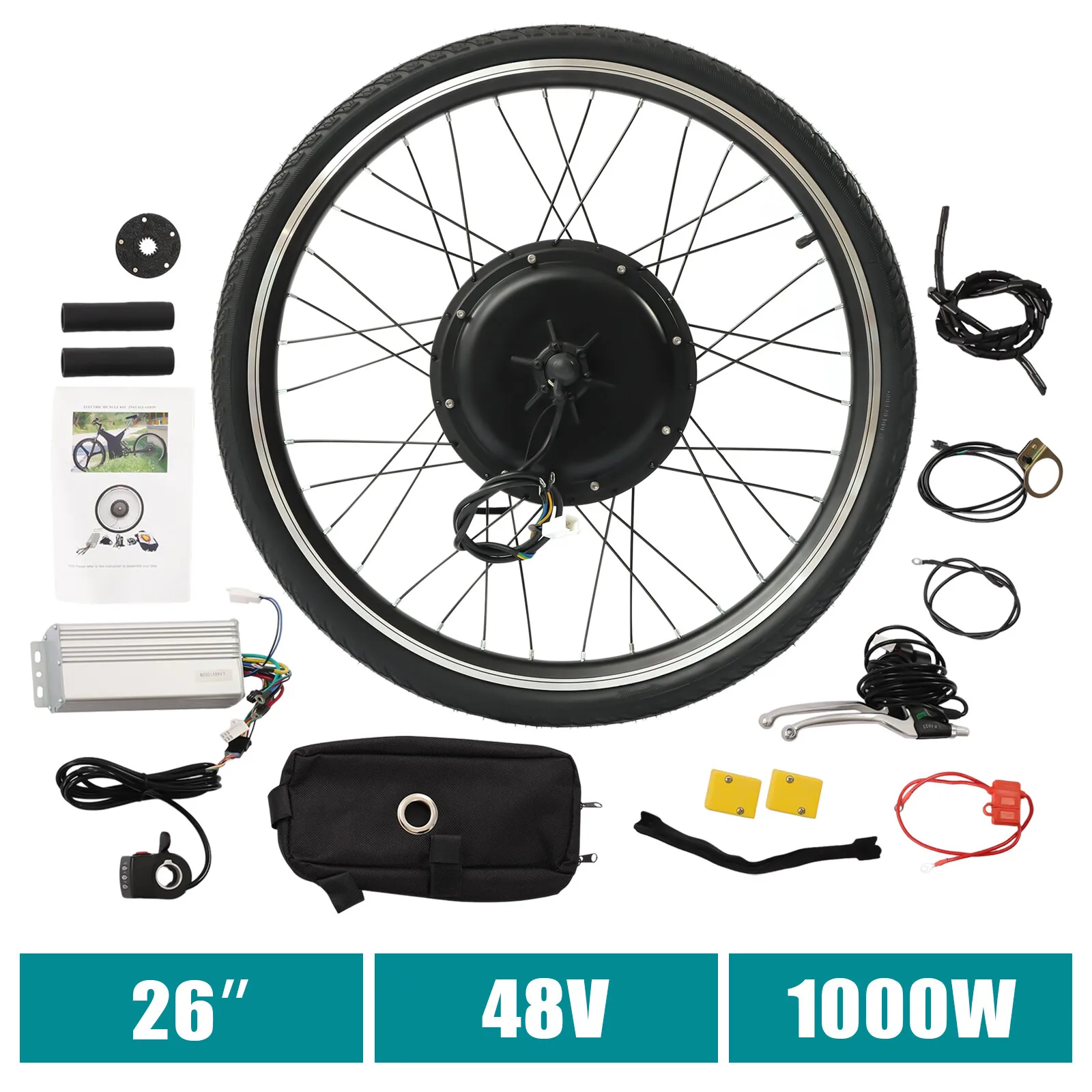 

​​26 Inch Rear Wheel 48V 1000W Electric Bike Conversion Kit Hub Motor Cycling DIY Set​​