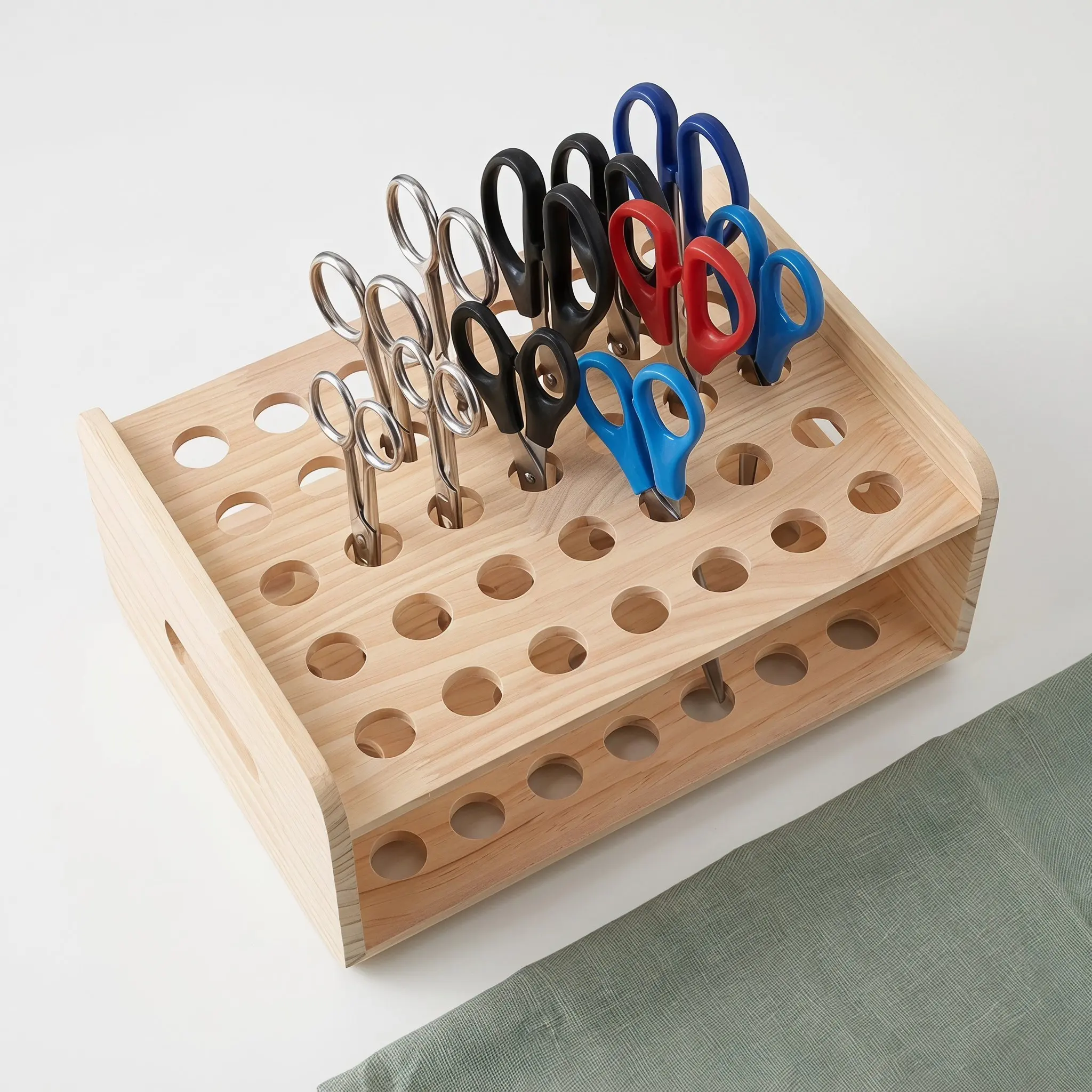 wooden-scissor-holder-35-holes-art-scissors-storage-rack-organizer-multiple-holder-crafting-desktop-tool-hair-shear-khaki-stand