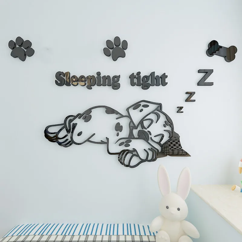 3D DIY Cartoon Pet Dog Wall Sticker Cute Dalmatians Wall Decals for Kids Room Bedroom Decoration Acrylic Stickers