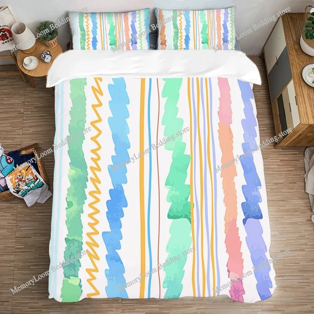 

Bedding Decorations Bed Linen Sets Quilt Cover Duvet Cover Set Fashion Single Double Large Size Pillowcase Stripe Art Comforter